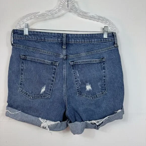 Free Assembly Jean Shorts Women's Size 14 Distressed Rolled Cuff - Picture 2 of 4